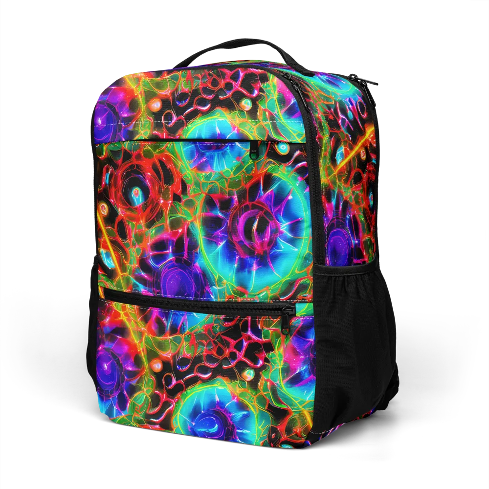 Neon Bloomstorm on Utility Backpack — Left Front
