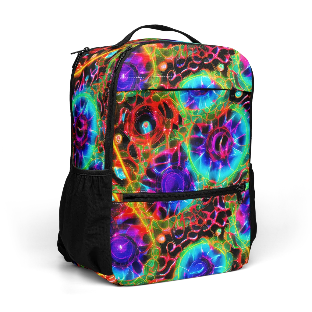 Neon Bloomstorm on Utility Backpack — Right Front