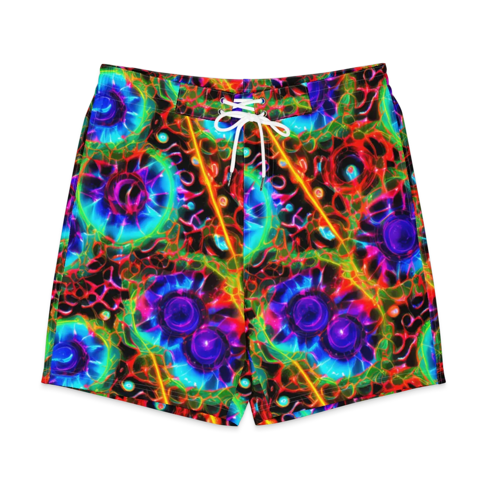 Neon Bloomstorm on Men's Board Shorts — Front