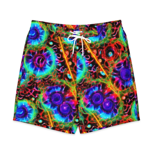 Neon Bloomstorm on a Men's Board Shorts