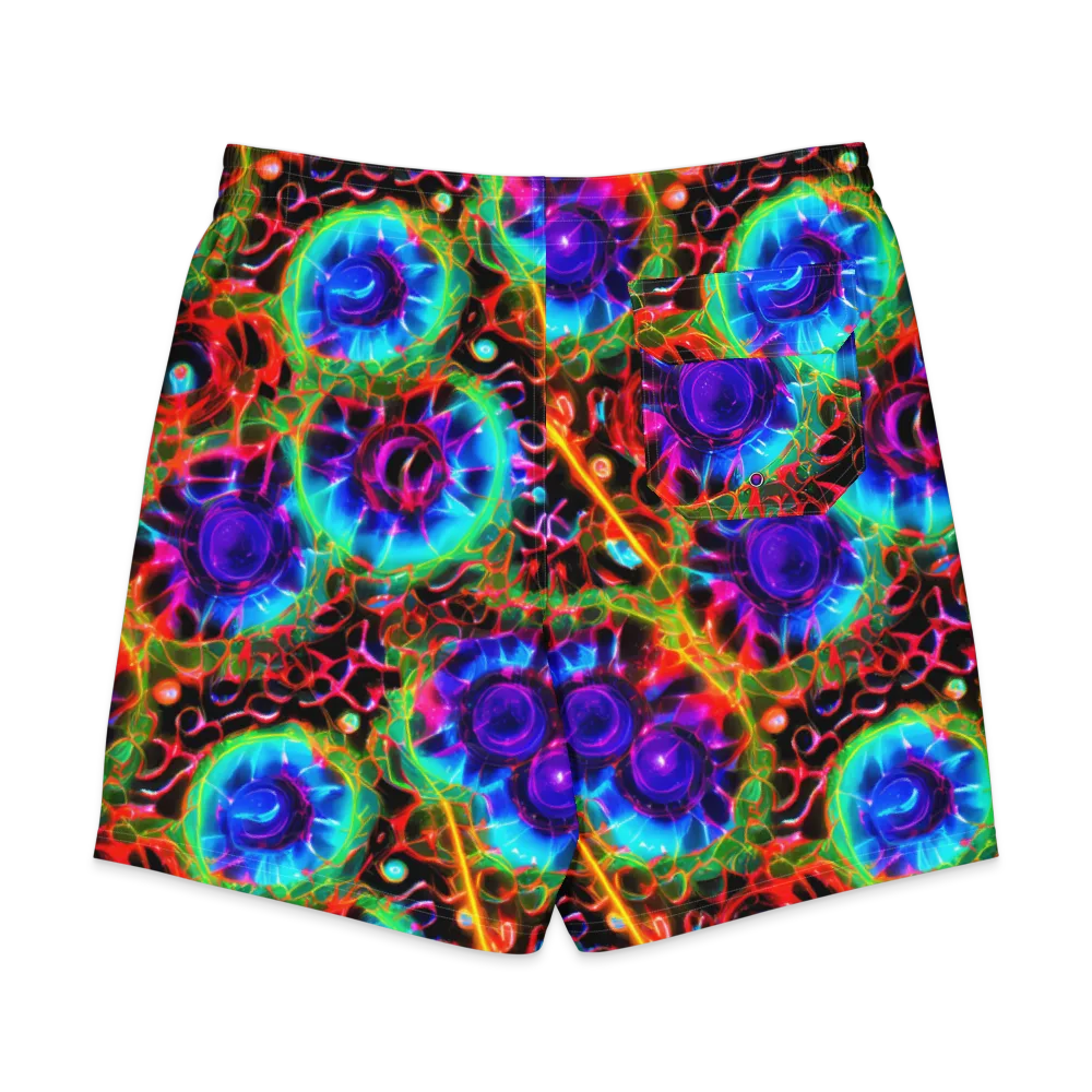 Neon Bloomstorm on Men's Board Shorts — Back