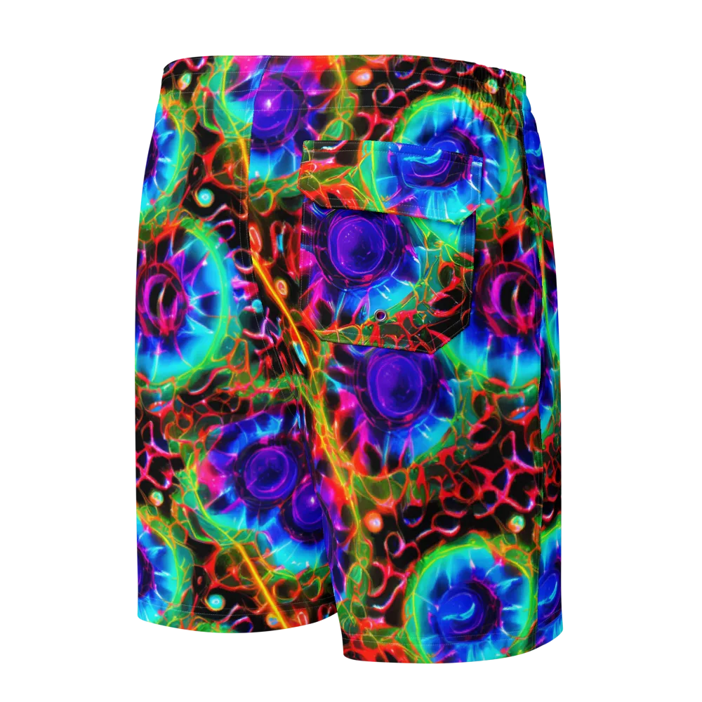 Neon Bloomstorm on Men's Board Shorts — Back