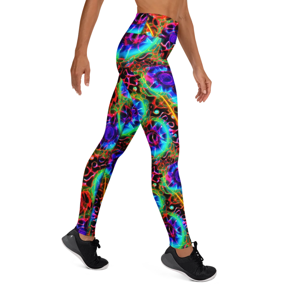 Neon Bloomstorm on Yoga Leggings — Right