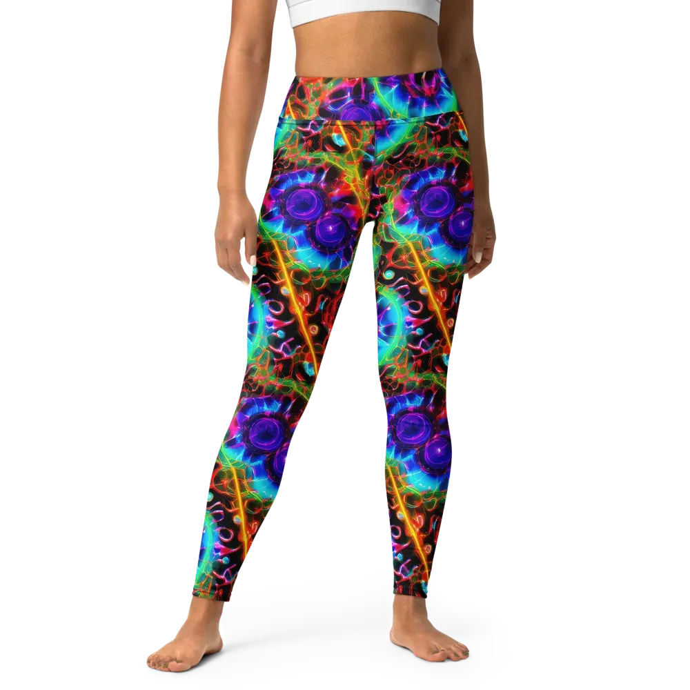 Neon Bloomstorm on Yoga Leggings — Front