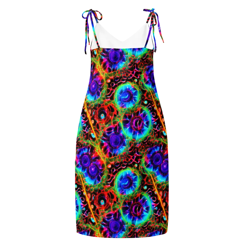 Neon Bloomstorm on Slip Dress — Back