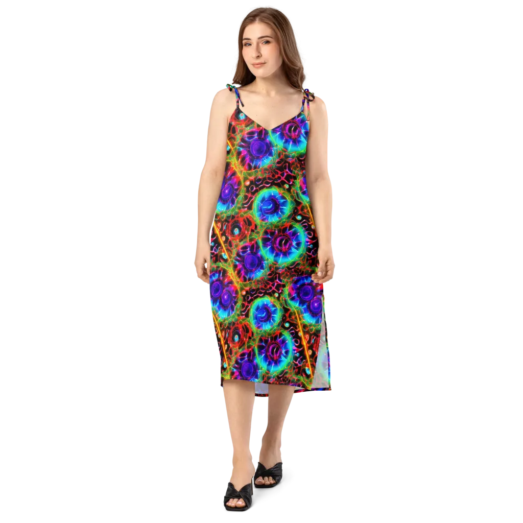 Neon Bloomstorm on Slip Dress — Front