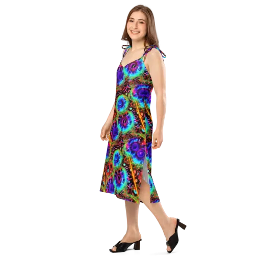 Neon Bloomstorm on a Slip Dress