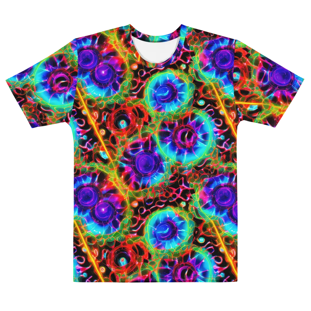 Neon Bloomstorm on Men's Cotton Crew Neck T-Shirt — Front