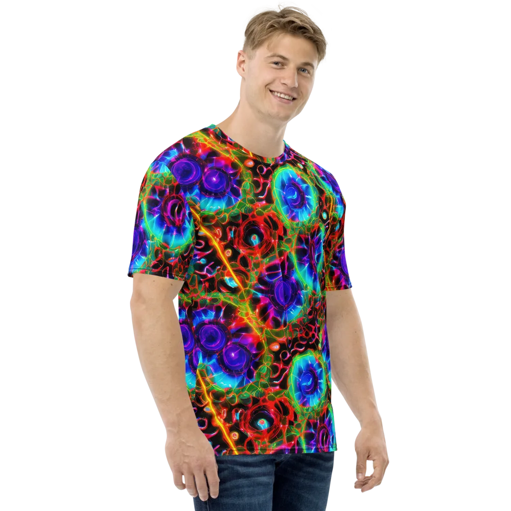 Neon Bloomstorm on Men's Crew Neck T-Shirt — Right