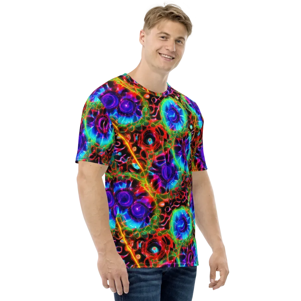 Neon Bloomstorm on Men's Crew Neck T-Shirt — Right