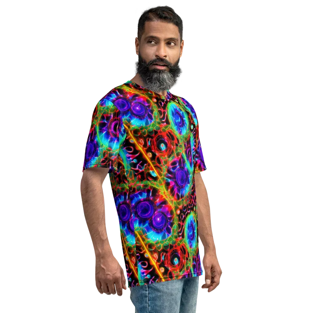 Neon Bloomstorm on Men's Crew Neck T-Shirt — Right