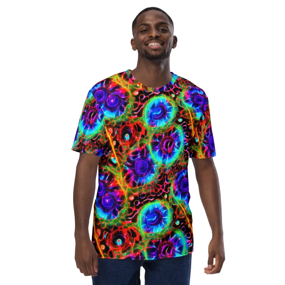 Neon Bloomstorm on Men's Crew Neck T-Shirt — Front