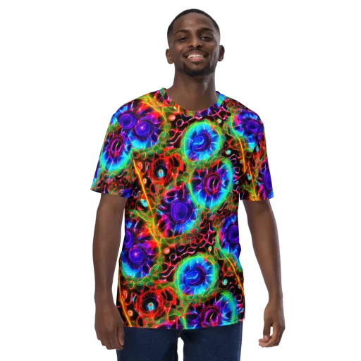 Neon Bloomstorm on a Men's Crew Neck T-Shirt