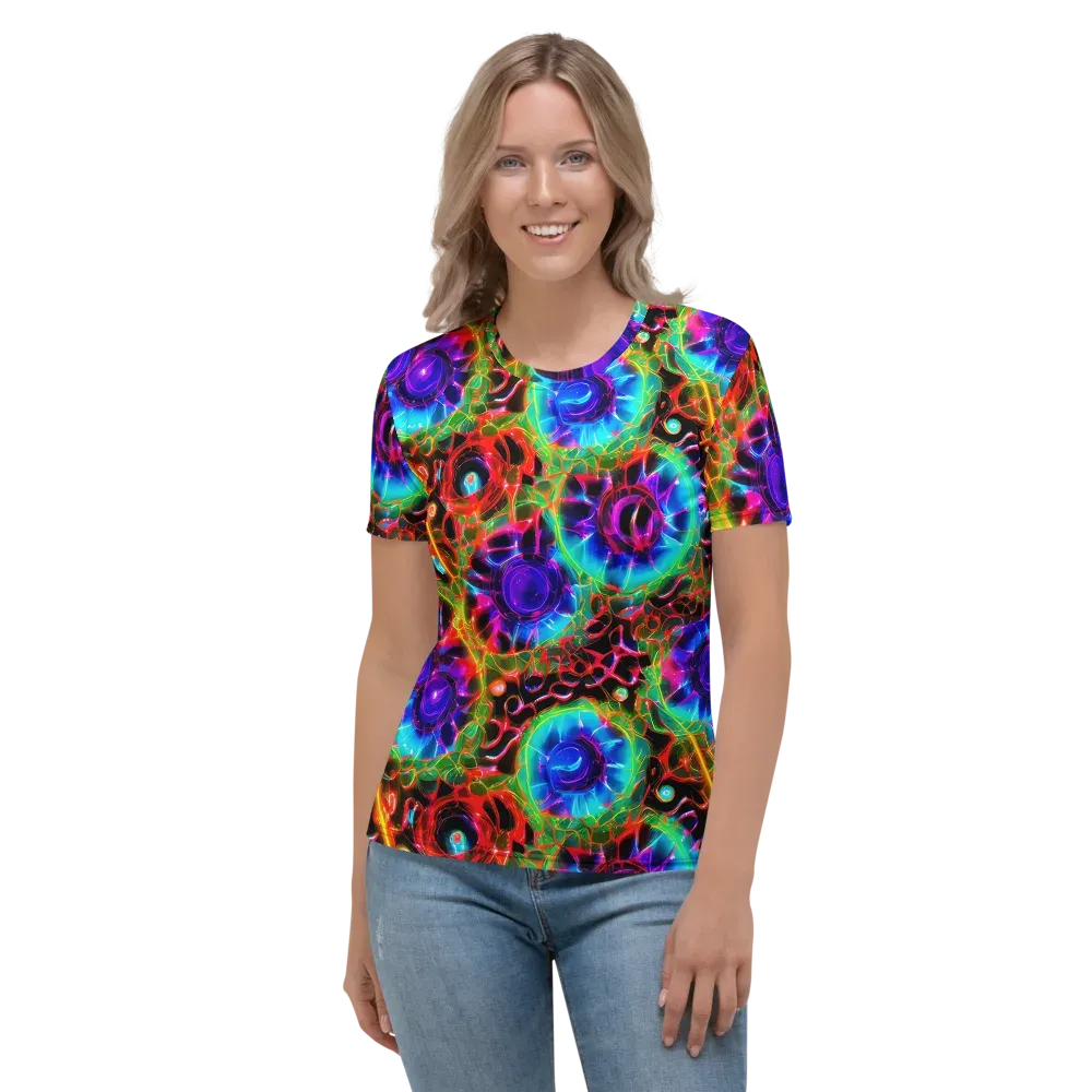 Neon Bloomstorm on Women's Crew Neck T-Shirt — Front
