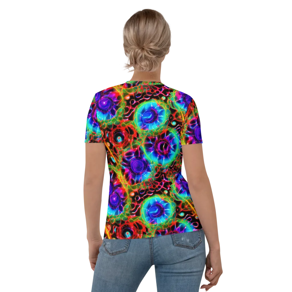 Neon Bloomstorm on Women's Crew Neck T-Shirt — Back