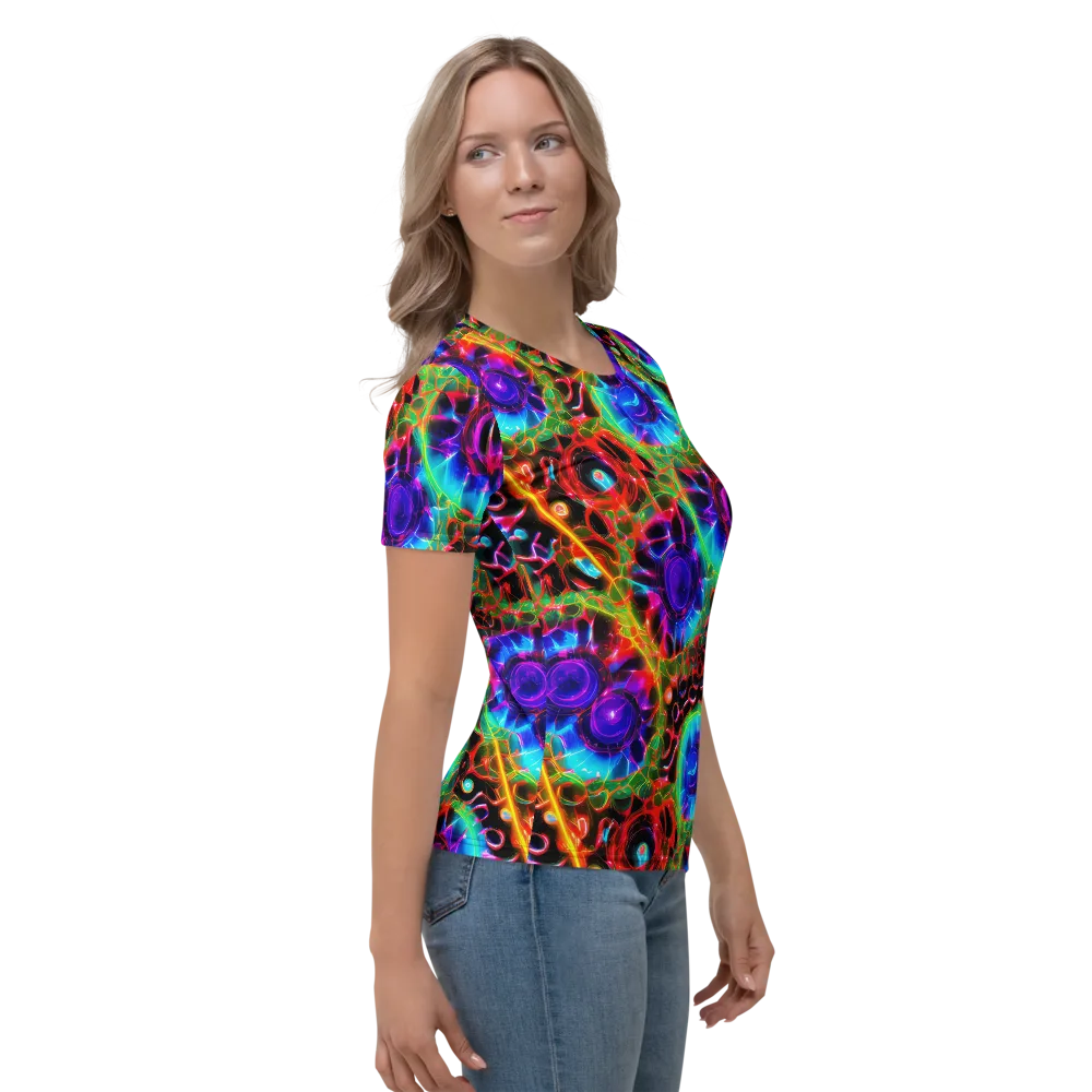 Neon Bloomstorm on Women's Crew Neck T-Shirt — Right