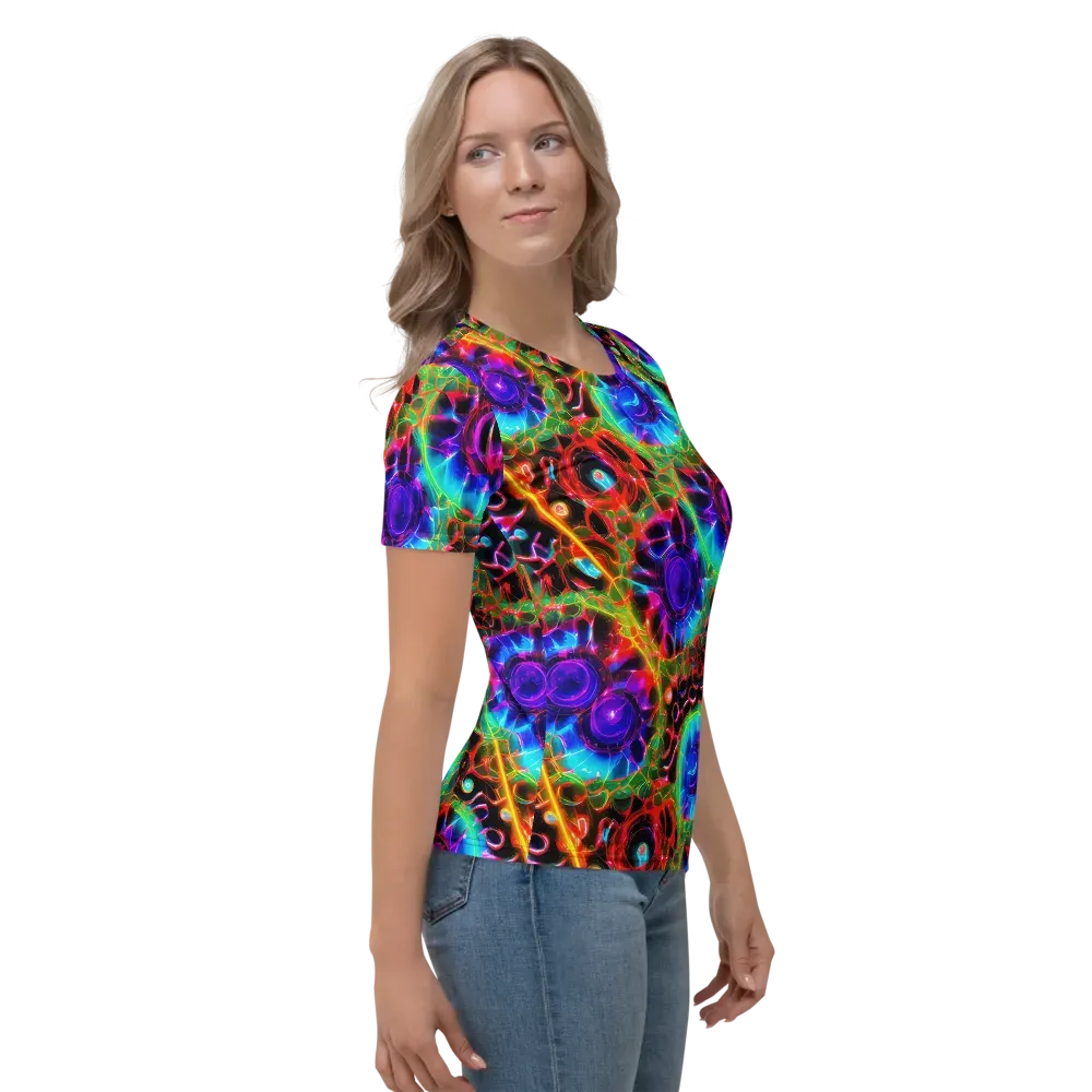 Neon Bloomstorm on Women's Crew Neck T-Shirt — Right