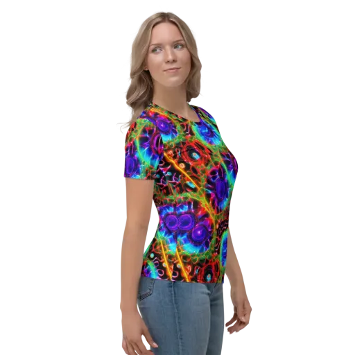 Neon Bloomstorm on a Women's Crew Neck T-Shirt