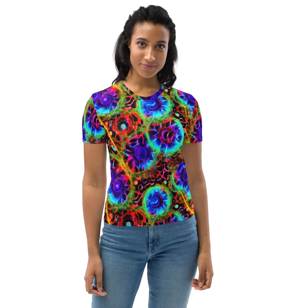Neon Bloomstorm on Women's Crew Neck T-Shirt — Front