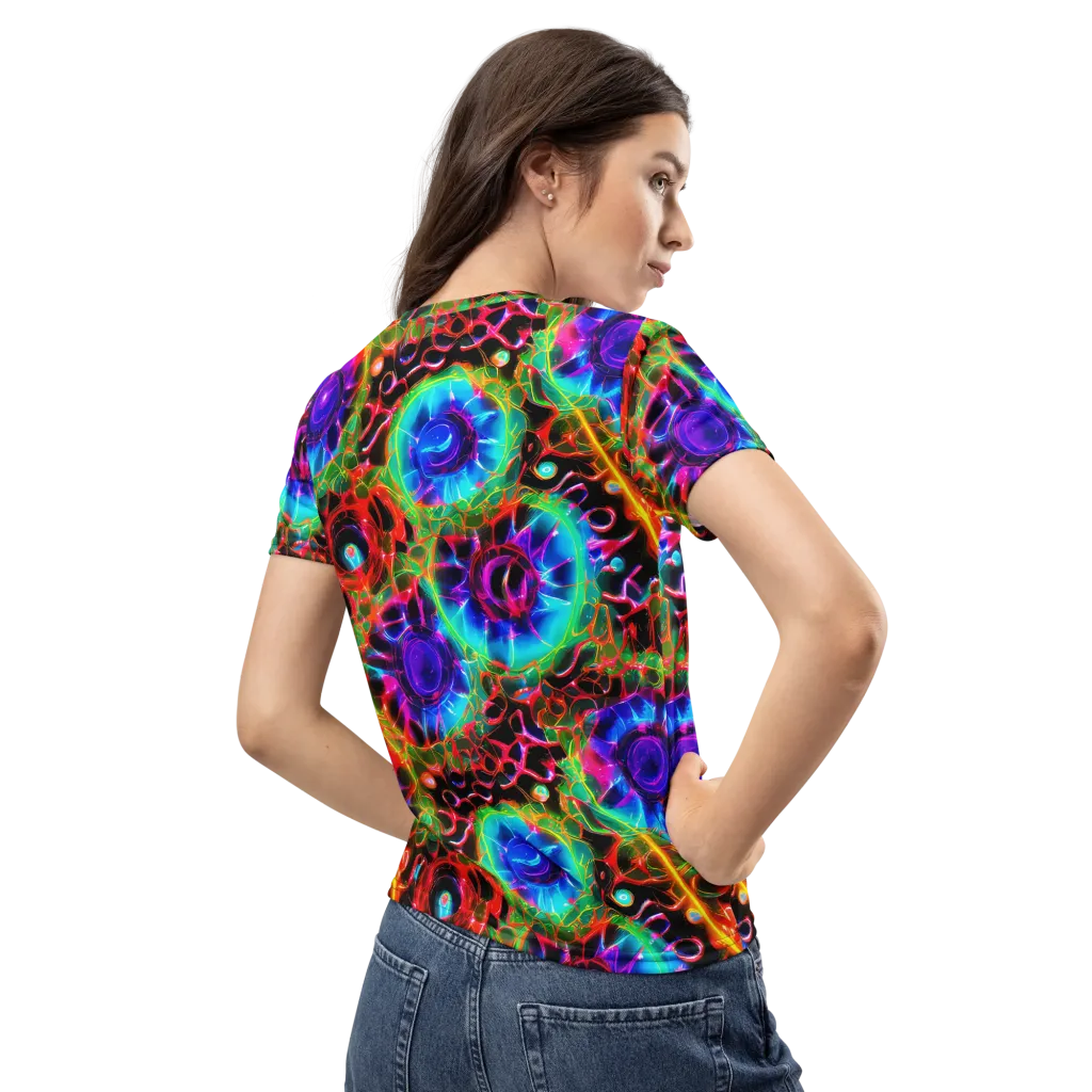 Neon Bloomstorm on Women's Crew Neck T-Shirt — Back