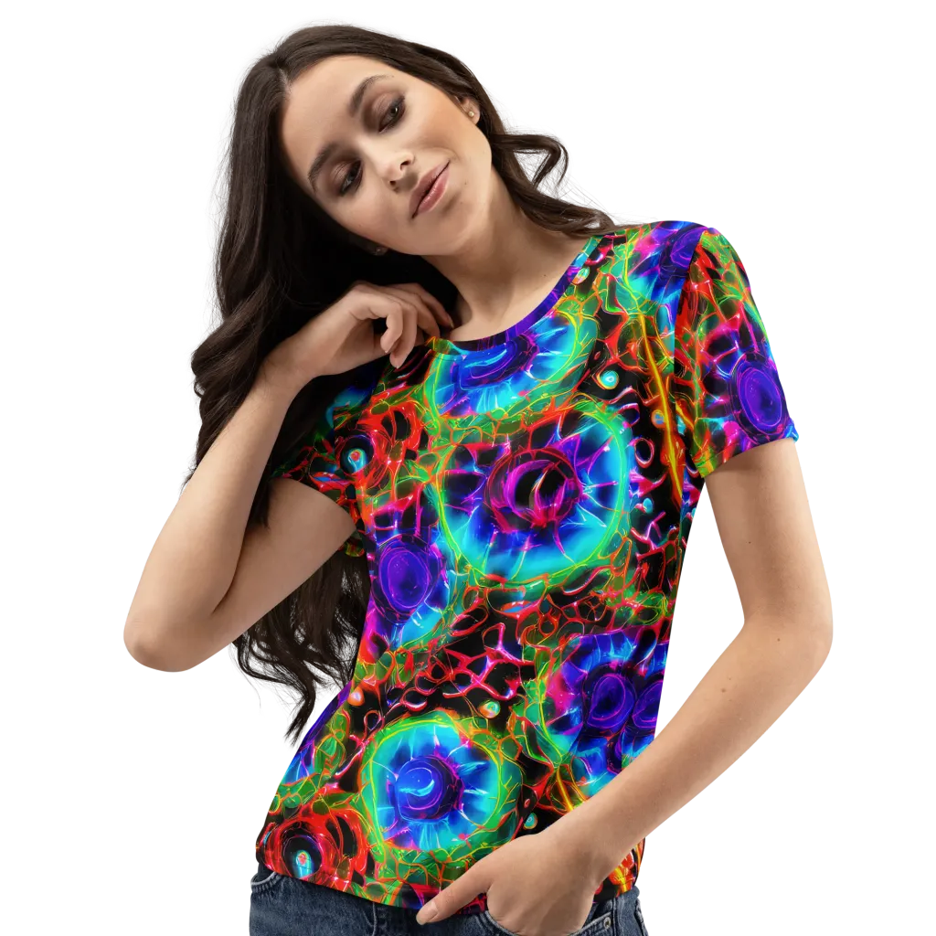 Neon Bloomstorm on Women's Crew Neck T-Shirt — Left Front