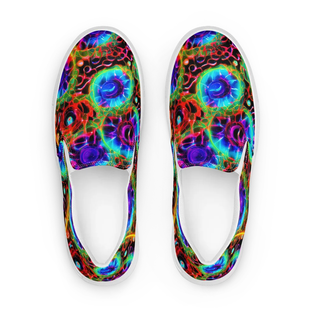 Neon Bloomstorm on Men's Slip-On Canvas Shoes — Front
