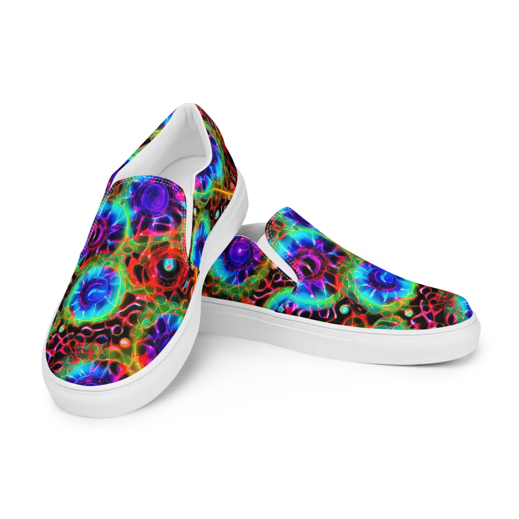 Neon Bloomstorm on Men's Slip-On Canvas Shoes — Left Front