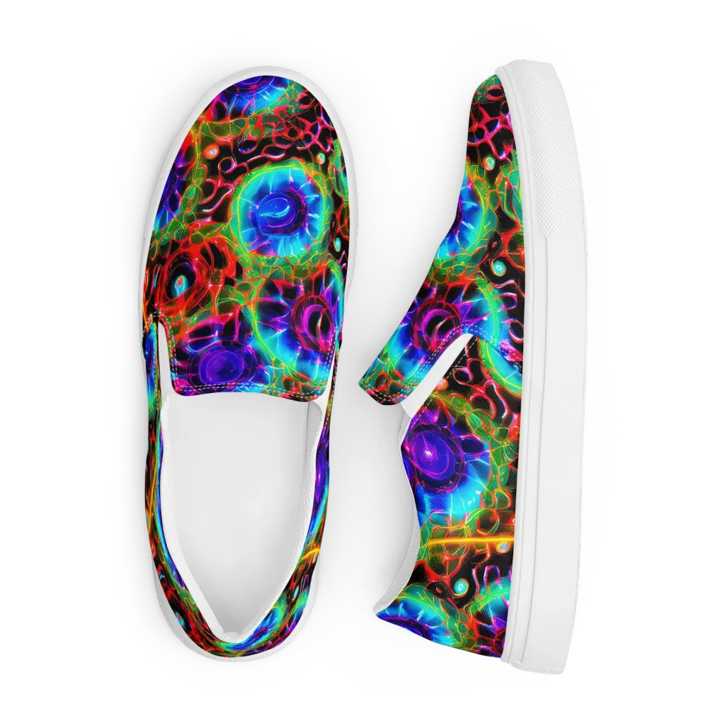Neon Bloomstorm on Men's Slip-On Canvas Shoes — Front