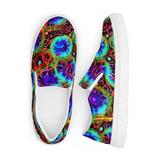 Neon Bloomstorm on a Men's Slip-On Canvas Shoes