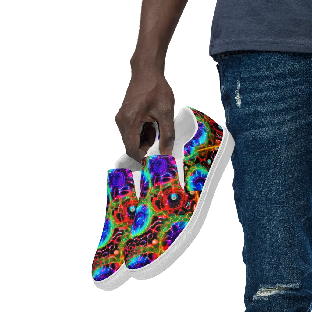 Neon Bloomstorm on Men's Slip-On Canvas Shoes — Left Front