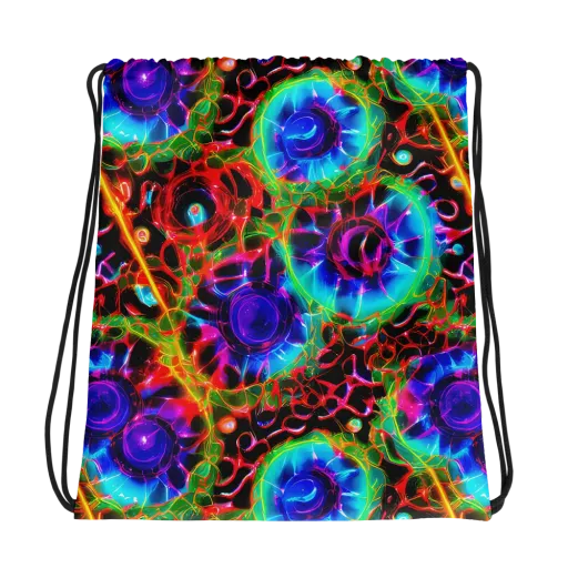 Neon Bloomstorm on a Drawstring Bag