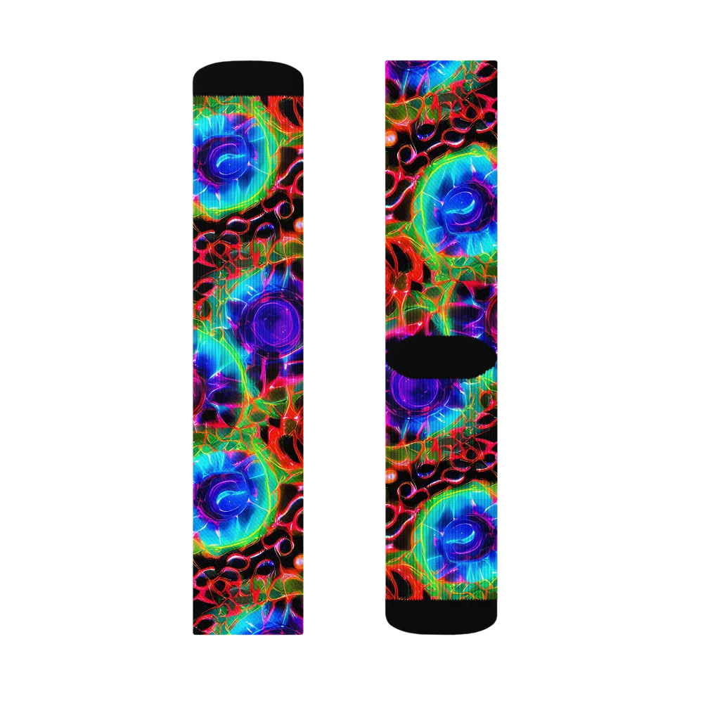 Neon Bloomstorm on Socks — Left Sock