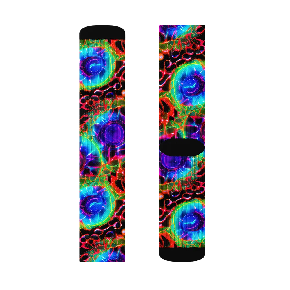 Neon Bloomstorm on Socks — Right Sock