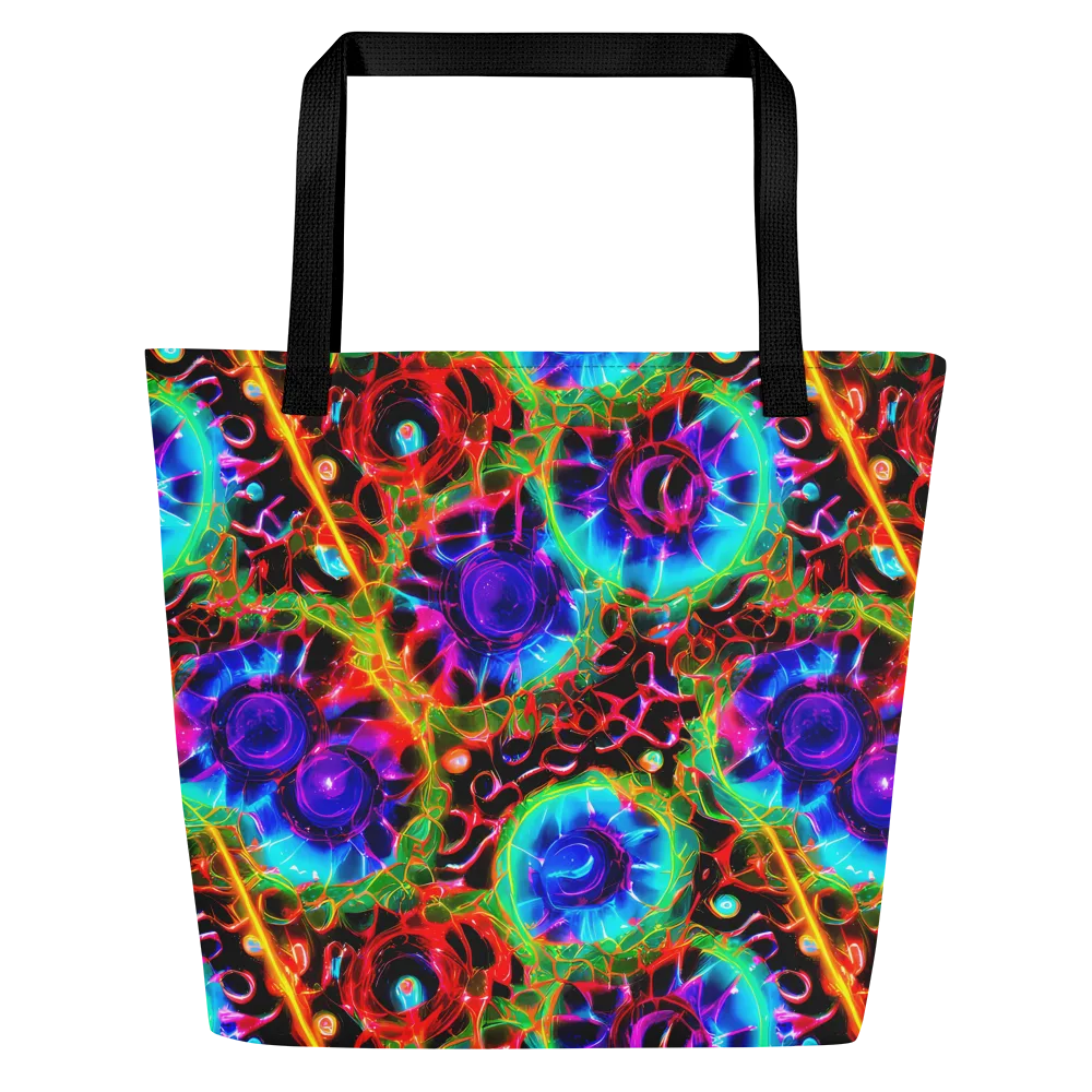 Neon Bloomstorm on Large Tote Bag W/ Pocket — Front