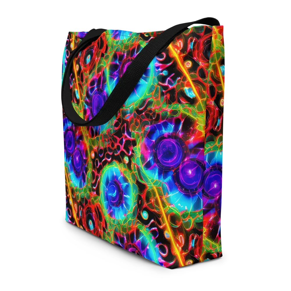 Neon Bloomstorm on Large Tote Bag W/ Pocket — Front