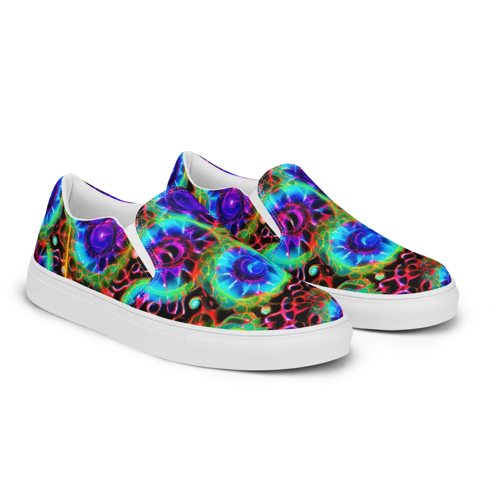 Neon Bloomstorm on Women's Slip-On Canvas Shoes — Right Front