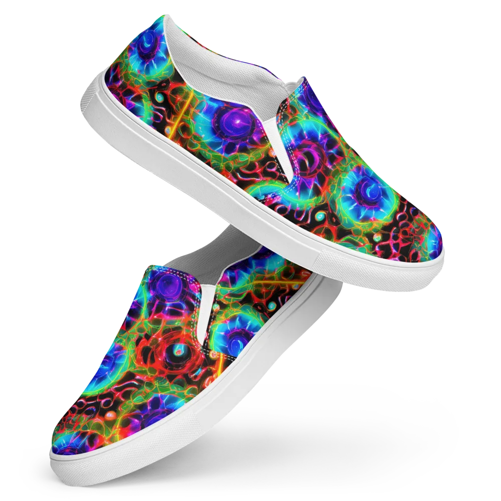 Neon Bloomstorm on Women's Slip-On Canvas Shoes — Front