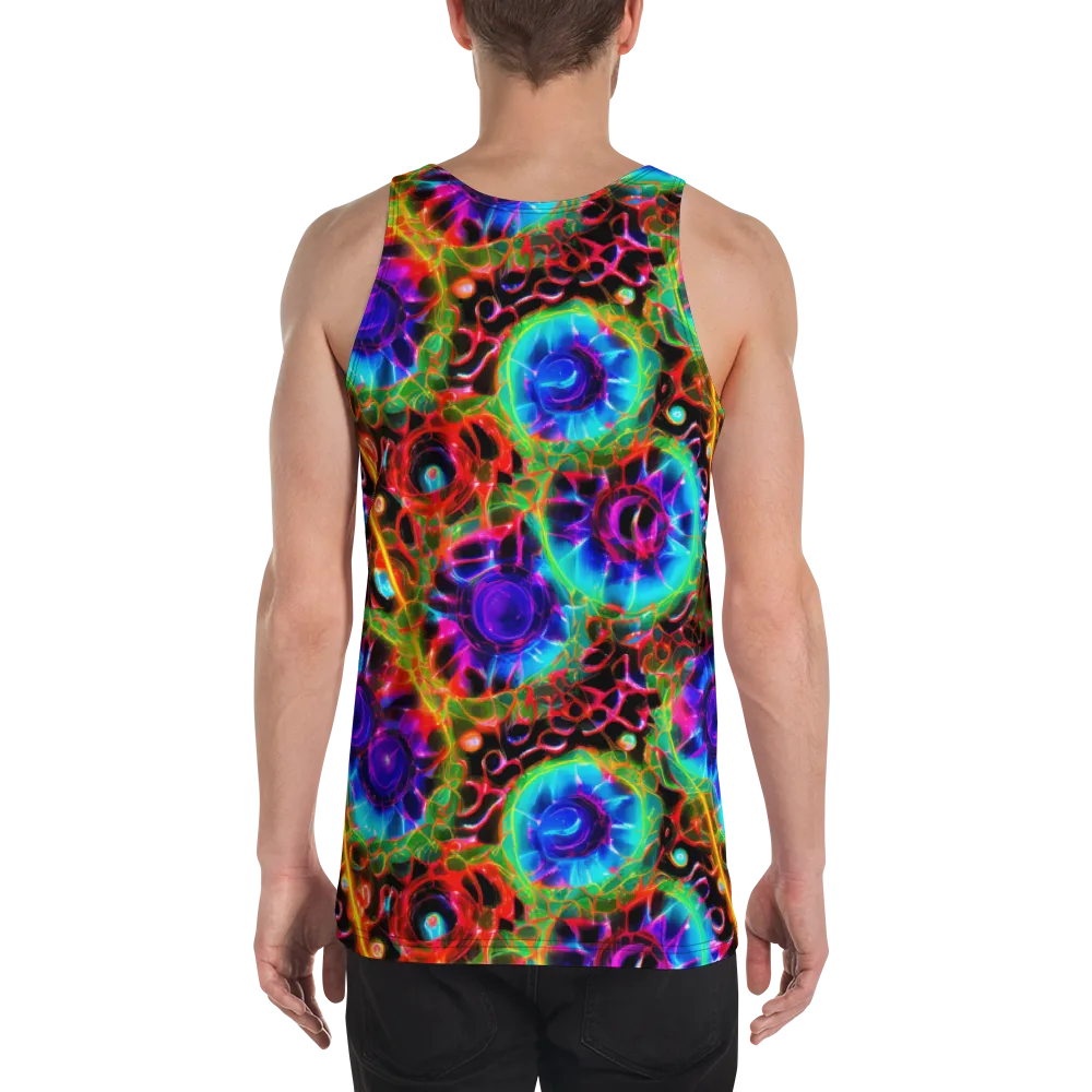 Neon Bloomstorm on Men's Tank Top — Back