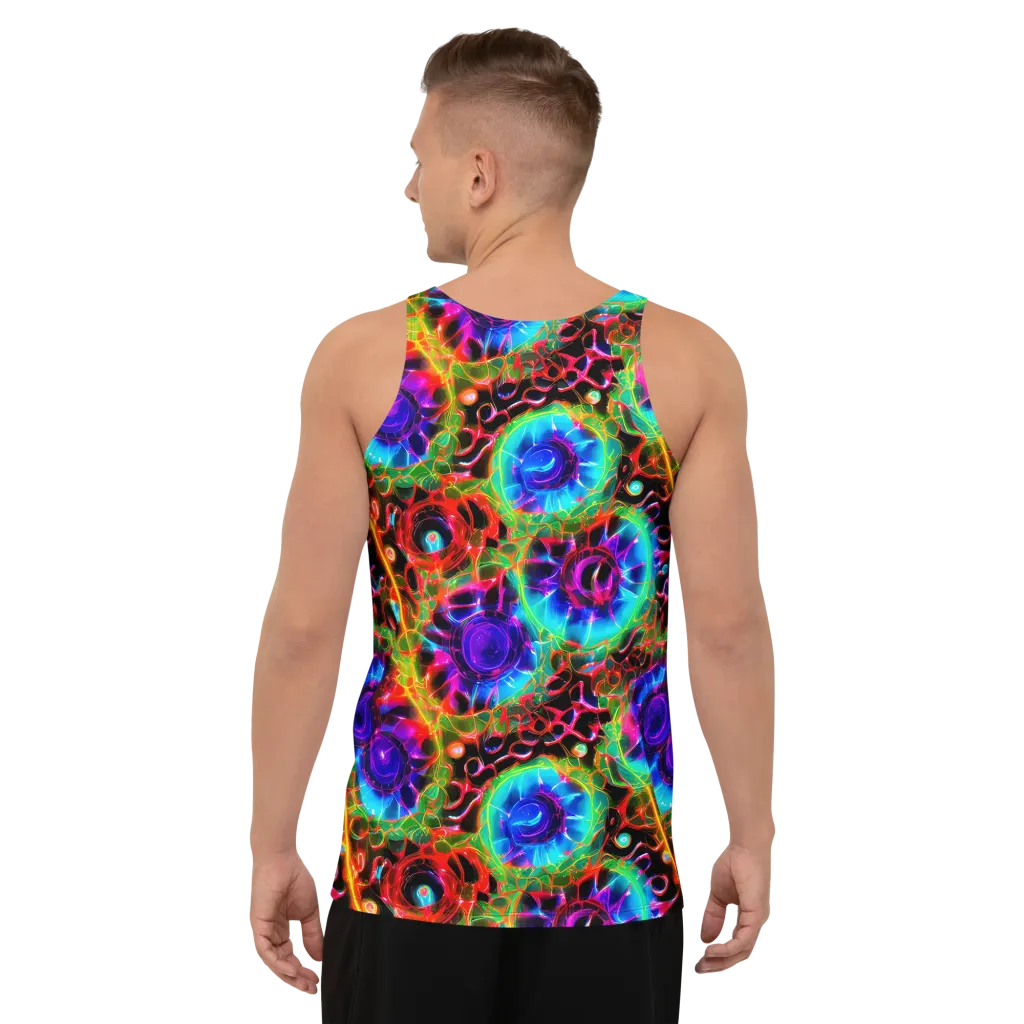 Neon Bloomstorm on Men's Tank Top — Back
