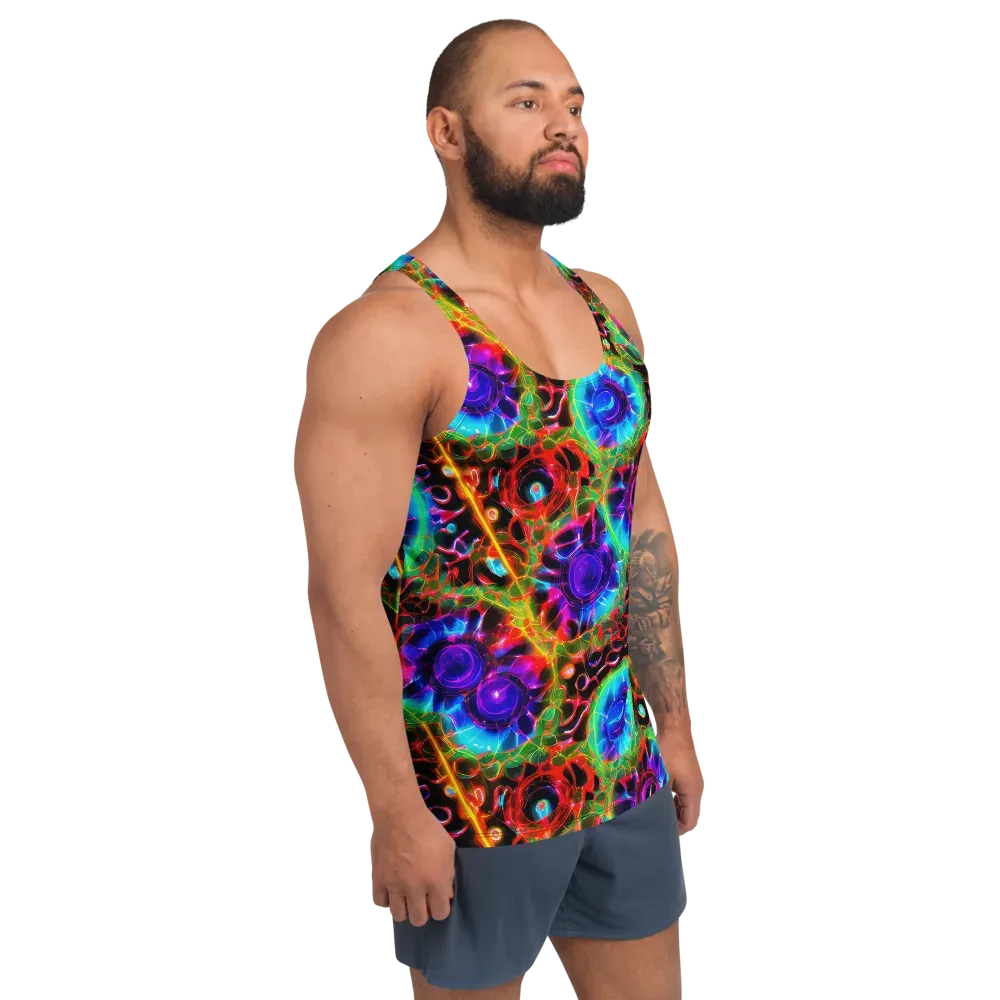 Neon Bloomstorm on Men's Tank Top — Right Front