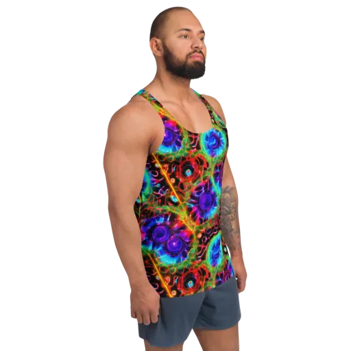 Neon Bloomstorm on a Men's Tank Top