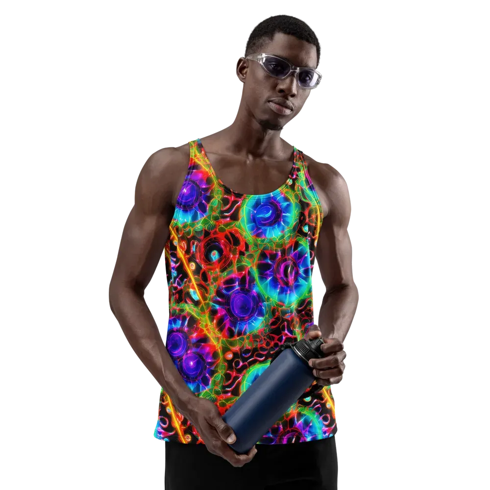 Neon Bloomstorm on Men's Tank Top — Front