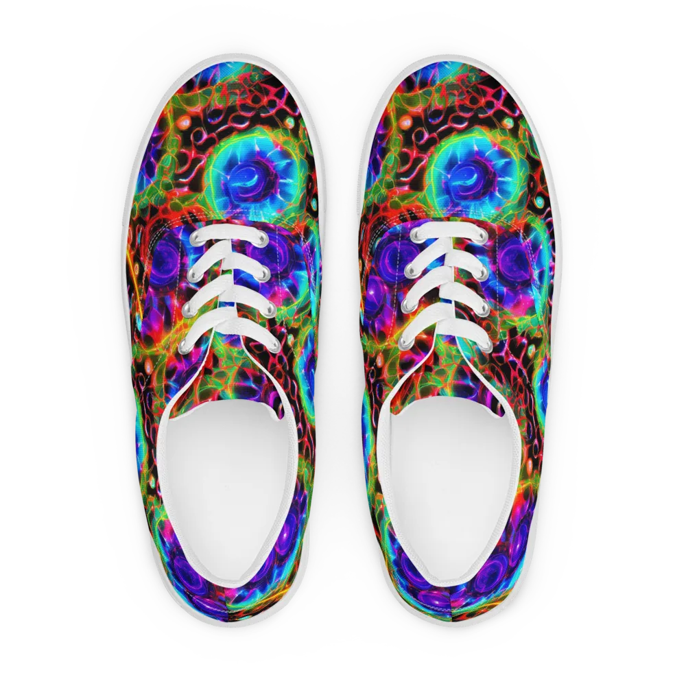 Neon Bloomstorm on Men's Lace-Up Canvas Shoes — Front