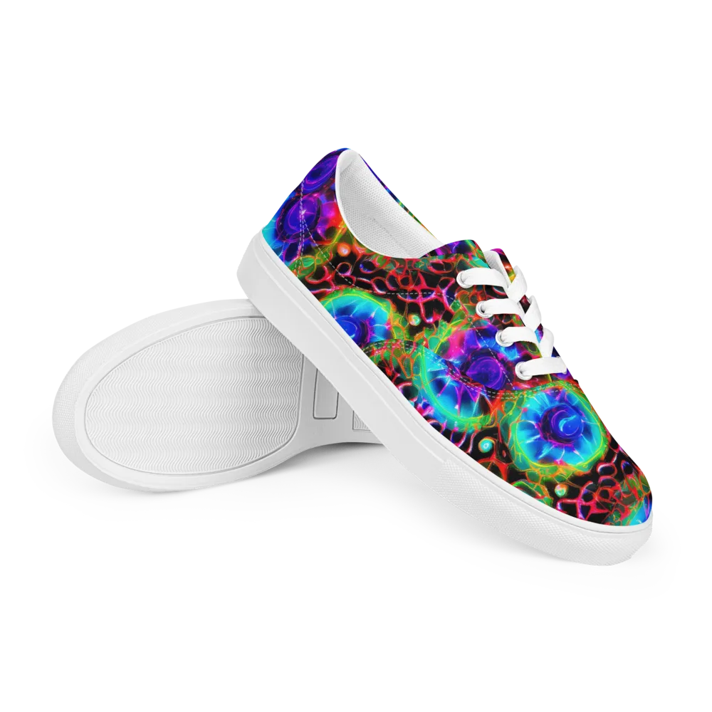 Neon Bloomstorm on Men's Lace-Up Canvas Shoes — Right Front