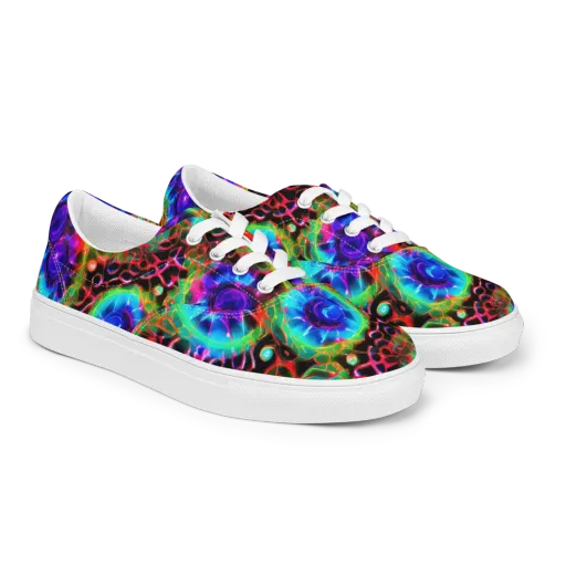 Neon Bloomstorm on a Men's Lace-Up Canvas Shoes