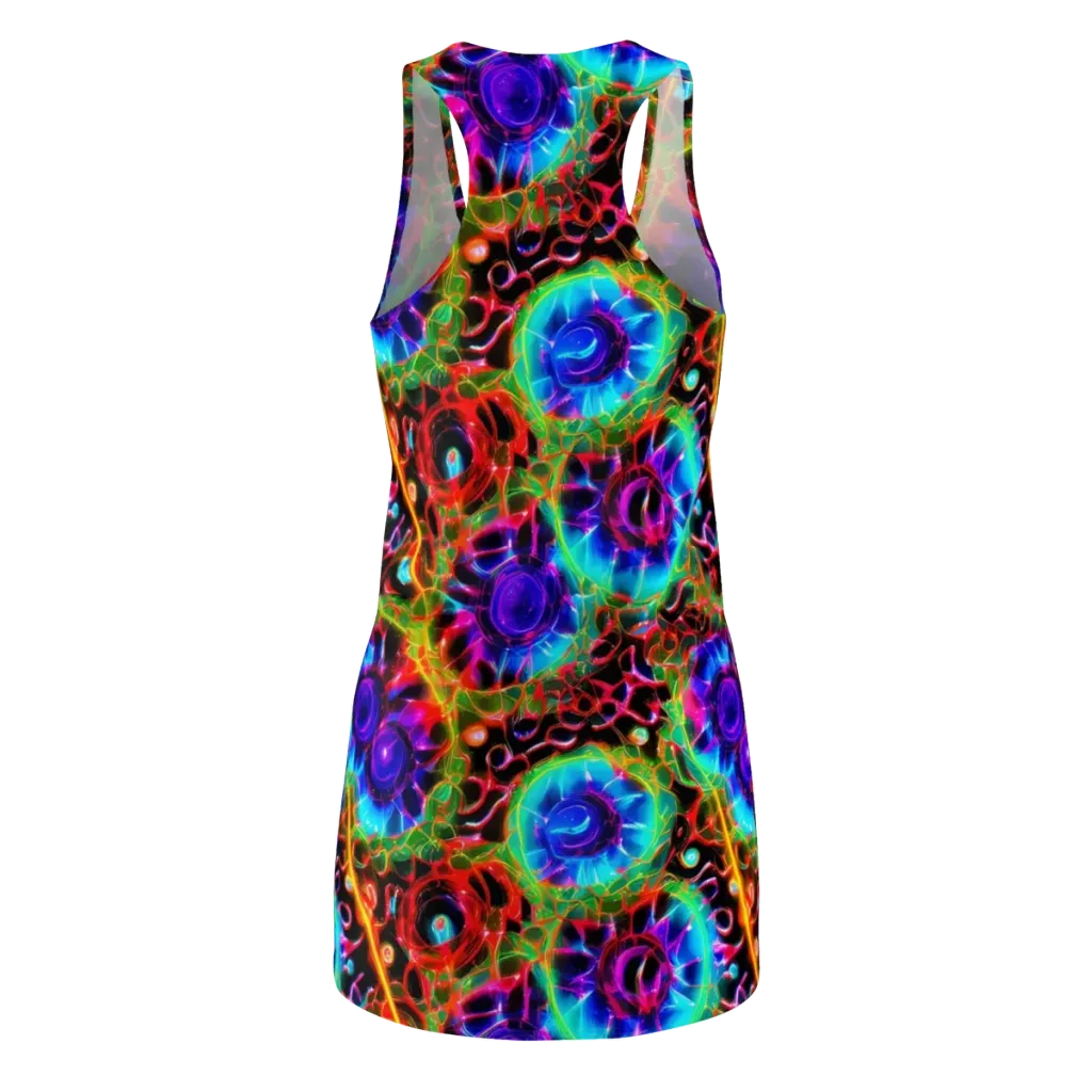 Neon Bloomstorm on Racerback Dress — Back