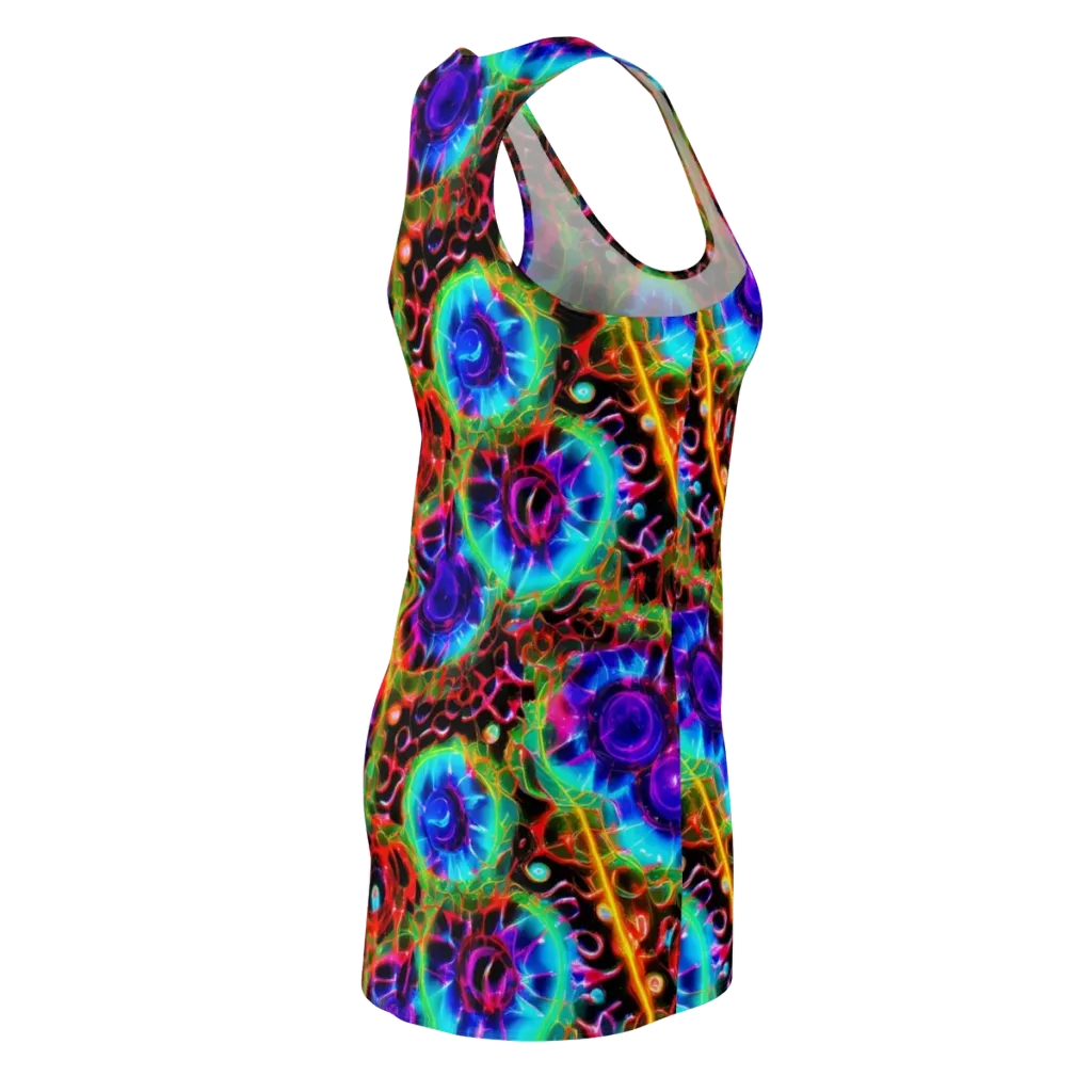 Neon Bloomstorm on Racerback Dress — Back Side