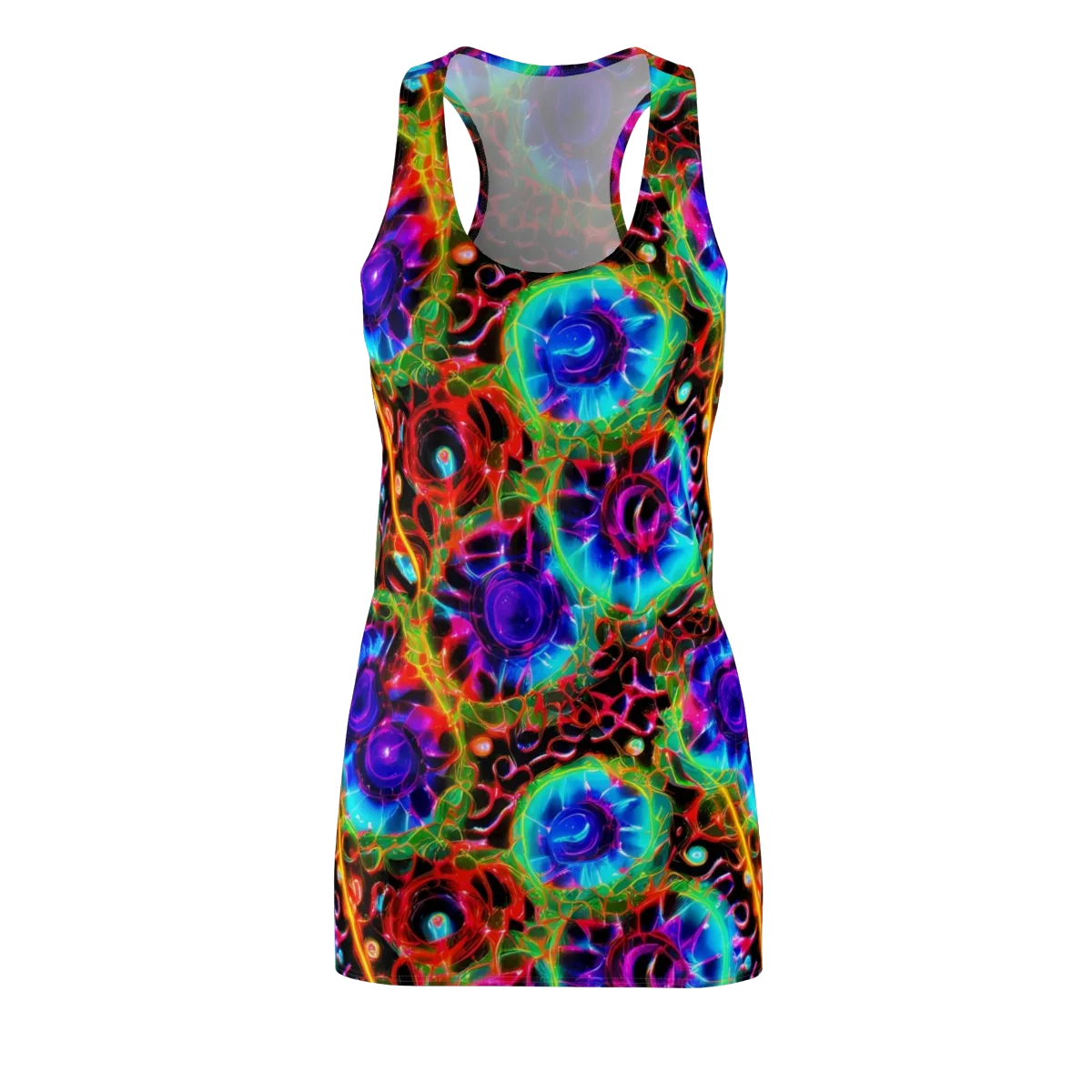 Neon Bloomstorm on Racerback Dress — Front
