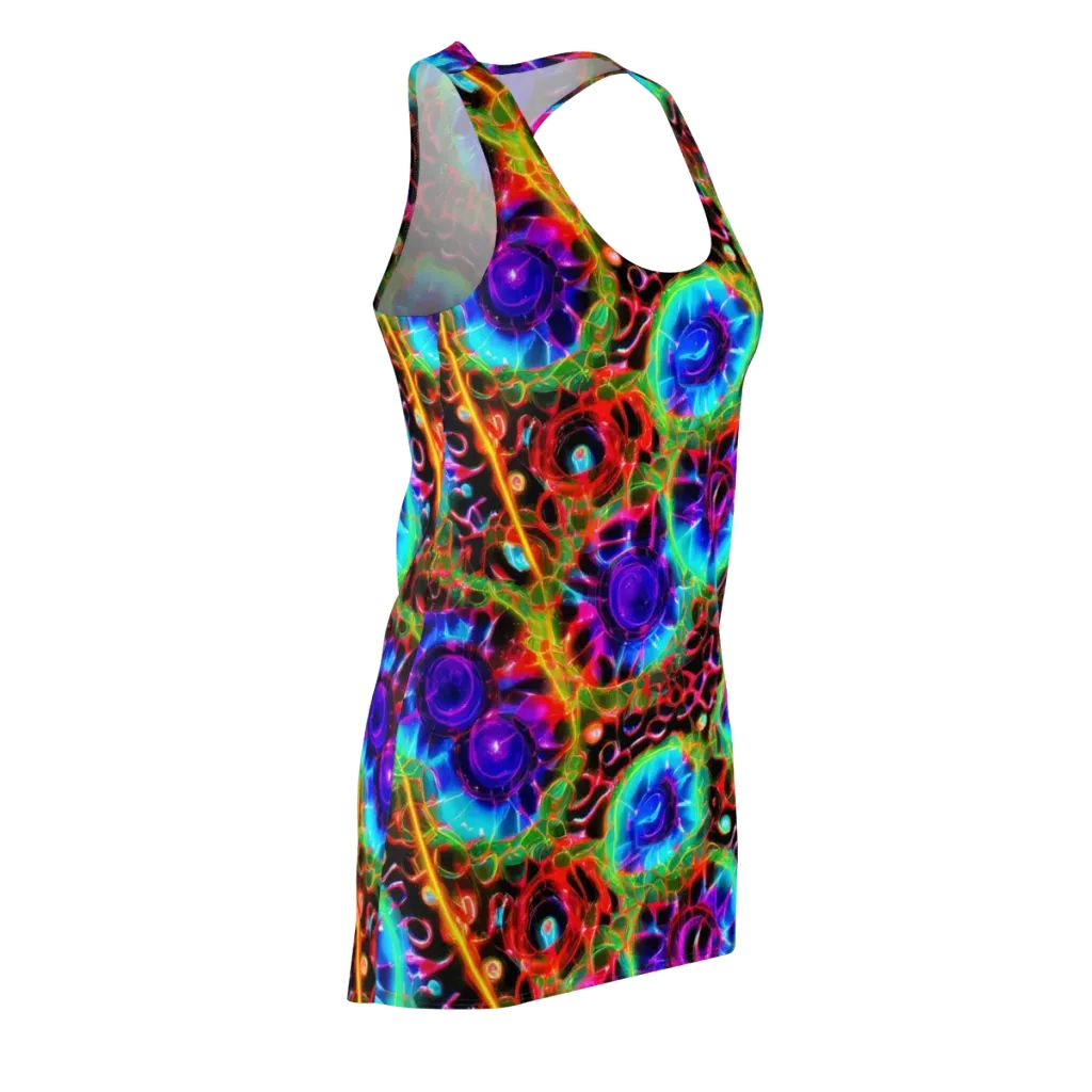 Neon Bloomstorm on Racerback Dress — Front Side