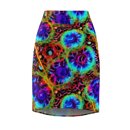 Neon Bloomstorm on a Pencil Skirt